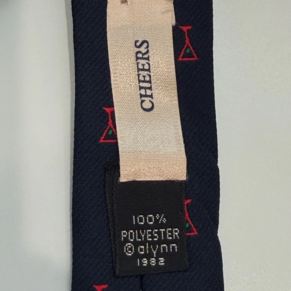 Alynn Men’s Dirty Martini Tie Navy Blue Red Martinis Fun Casual Necktie Cocktail